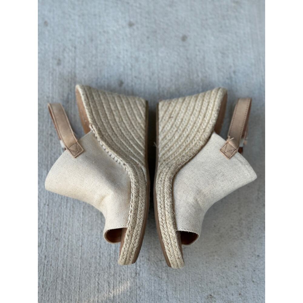Toms Beige Monica Wedge Heeled Espadrille Sandals Women’s 11 Canvas Beach Boho - Picture 5 of 10